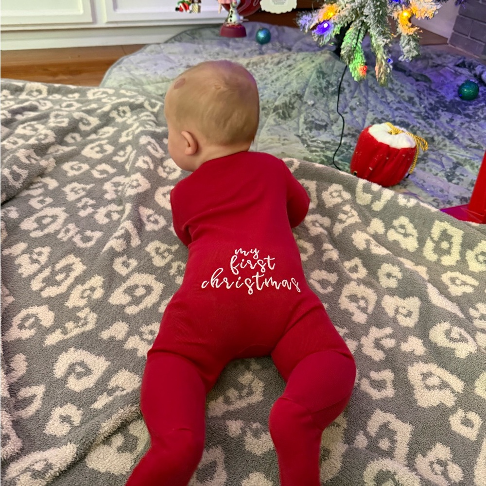 Pottery Barn Kids Red 'My First Christmas' Footie